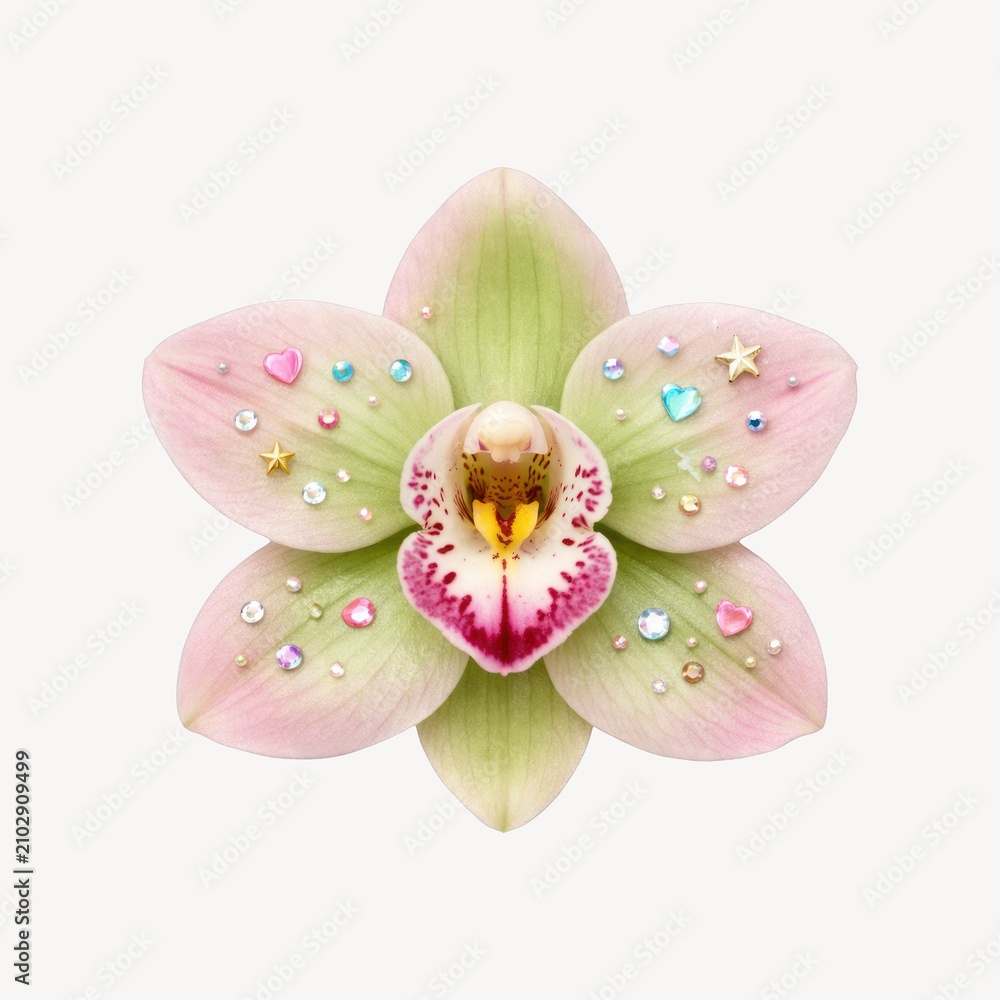 Obraz premium Orchid adorned with colorful gems.