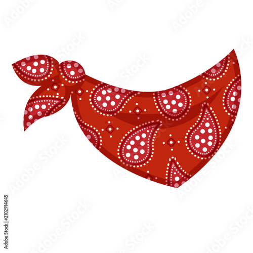 Classic red bandana illustration featuring an elegant paisley pattern, perfect for fashion, accessories, vintage themes, and creative design projects