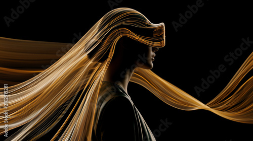 Futuristic Fashion Silhouette With Golden Holograms