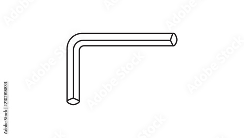 Foto Minimalist allen key vector icon with editable stroke on white background, professional hex wrench tool illustration for assembly instructions and DIY hardware projects, scalable line art