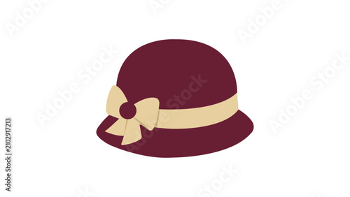 Foto Elegant cloche hat vector icon illustration in a minimalist hand-drawn style, classic vintage fashion accessory for women, isolated outline design element for apparel and millinery branding
