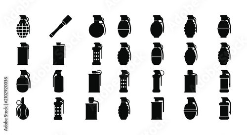 Bild auf Leinwand Grenade icon set black silhouette vector illustration