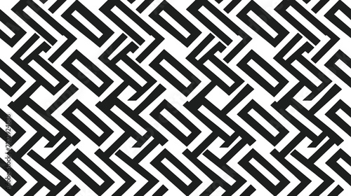 Monochrome geometric seamless pattern with interlocking rectangular shapes for modern textile design and abstract background wallpaper