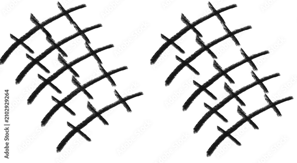 Quadro su tela Crosshatch mesh scribble brushes – hand-drawn grid pattern brush pack for Adobe