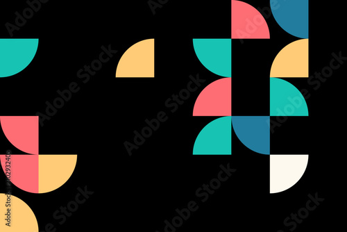 Abstract Geometric Background with Colorful Semicircle Patterns