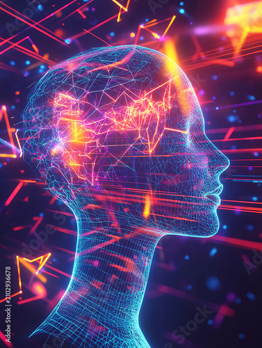 Digital Brain Network Visualization of Artificial Intelligence Technology.