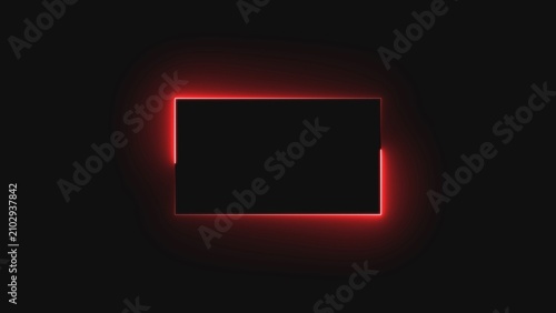 Foto A glowing red neon rectangle on a transparent background in a dark space