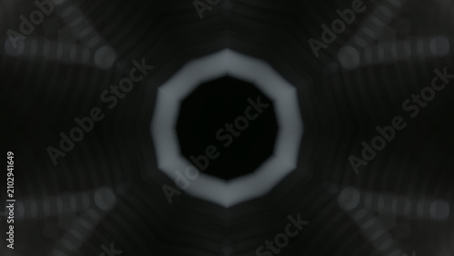 Obraz na plátně Dark kaleidoscope background, black mandala pattern, abstract geometric design,