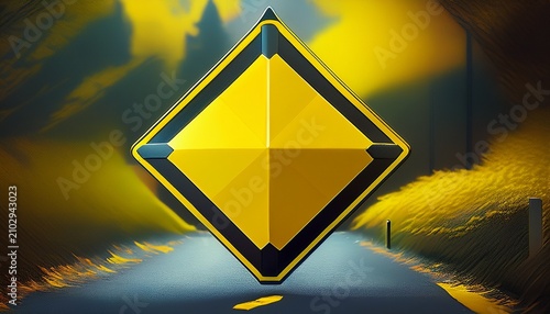 yellow diamond shaped traffic sign