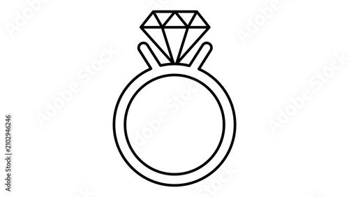 Obraz na płótnie Elegant engagement ring vector icon with editable stroke featuring a sparkling diamond solitaire