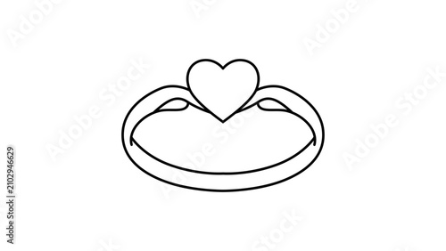 Minimalist promise ring vector icon with an editable stroke, showcasing a clean hand-drawn illustration of a romantic jewelry piece suitable for wedding invitations and relationship branding.