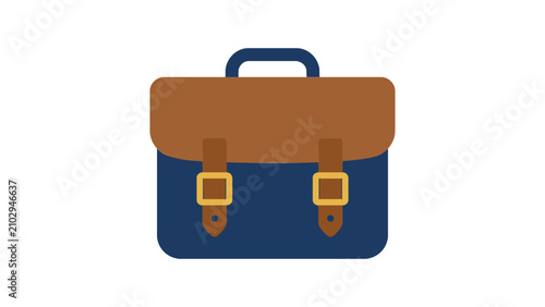 Professional leather satchel bag vector icon illustration. Hand-drawn outline of a classic shoulder messenger bag for work and fashion concepts. Elegant minimalist scalable fashion accessory.