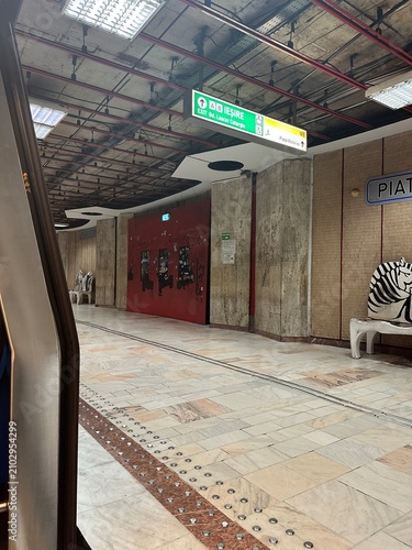 interior of metro subway station in Bucharest, Romania