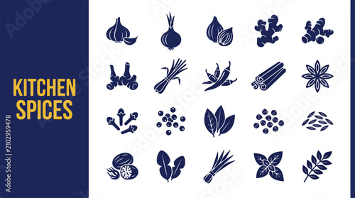 Fotografía Collection of Culinary Herb and Kitchen Spice Icons for Professional Food Indust