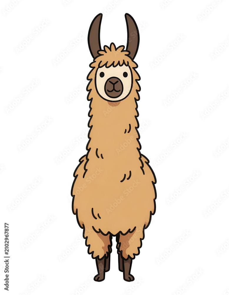 Fototapeta premium Cartoon Llama Design Element Transparent Background