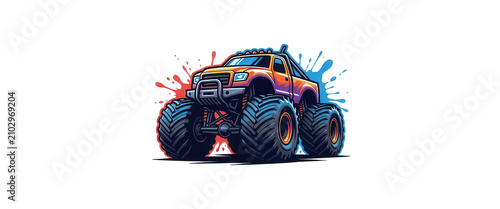 Monster Truck Splash 3d Render Transparent Background