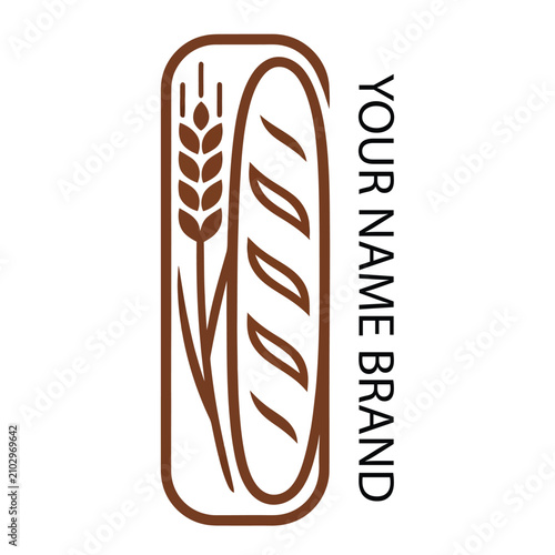 Minimalist Bakery Logo Design Featuring a Stylized Wheat Stalk and French Baguette Bread Illustration for Artisanal Food Branding Identity 20
