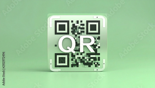 Closeup of QR Code on Green Background