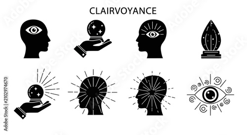 Clairvoyance Icons: Crystal Ball, Third Eye, Psychic Vision, Future Telling