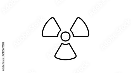 Radioactive Warning Trefoil Vector Icon. Minimalist line art radiation symbol outline. Hand-drawn style hazard sign illustration. Clean scalable design for safety signage and warning labels.
