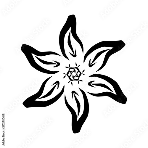 Hand Drawn Flower Black Outline Doodle Illustration