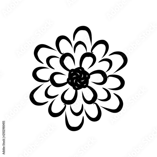 Hand Drawn Flower Black Outline Doodle Illustration