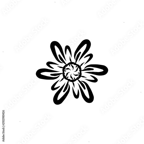 Hand Drawn Flower Black Outline Doodle Illustration