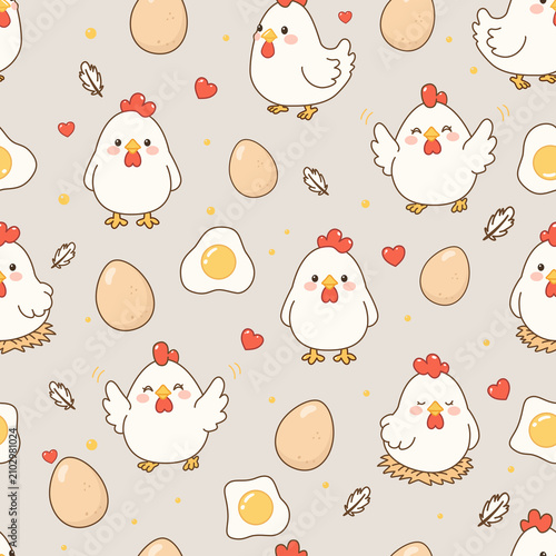 seamless pattern with chicken and egg.