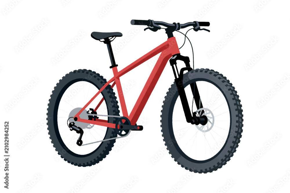 Fototapeta premium Red mountain bike isolated on white. Modern bicycle for trail riding and outdoor sports.