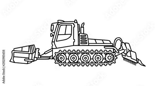 Fotografie Minimalist Hand-Drawn Vector Icon Illustration Featuring Snow Groomer Machine, C