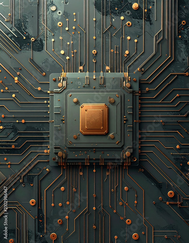Minimalist Microchip Tech Illustration