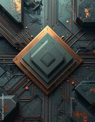 Minimalist Microchip Tech Illustration
