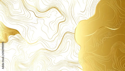 Elegant abstract white and gold fluid wave background.