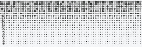 Abstract Monochrome Halftone Falling Dots Panoramic Banner Background