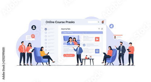 Diverse group of professionals collaborating on online course platform development.