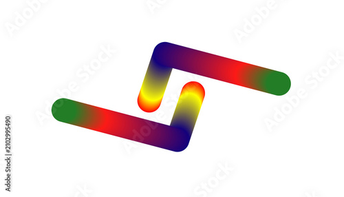Intertwined abstract shapes with gradient colors on transparent background fluid movement.