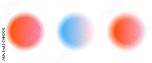 Set color circle gradient noise gradation. Abstract colorful watercolor blur mesh on isolated transparent background. Circle shape png.