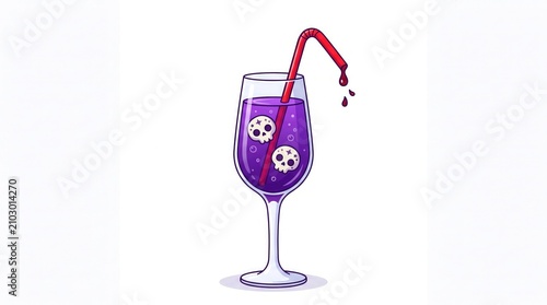 Cocktail glass with purple swirl and dollar signs being filled. Vibrant money-themed drink for financial success and wealth concepts.