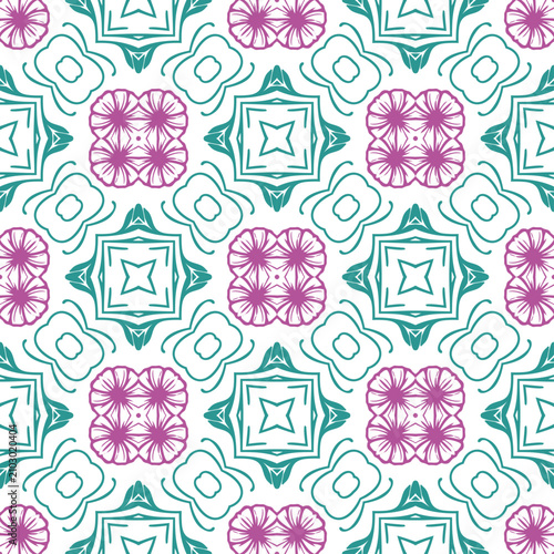 Seamless watercolor floral pattern with red flowers and folk ornaments Elegant seamless kaleidoscope floral pattern in pastel pink and maroon