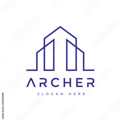 Building architecture minimalist logo design vector