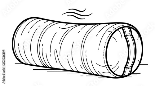 Schilderij op canvas Modern Black and White Line Drawing of a Large Industrial Air Filter or Cylinder