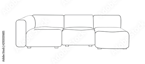Konstfotografi Clean line art illustration of a contemporary modular sectional sofa with chaise for modern living room design