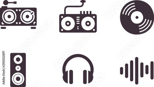 Photos Modern flat design icons featuring audio equipment music technology and sound el