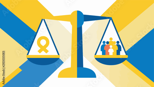 Photos Illustration Of The Scales Of Justice With Symbols Of Human Rights And Social Di
