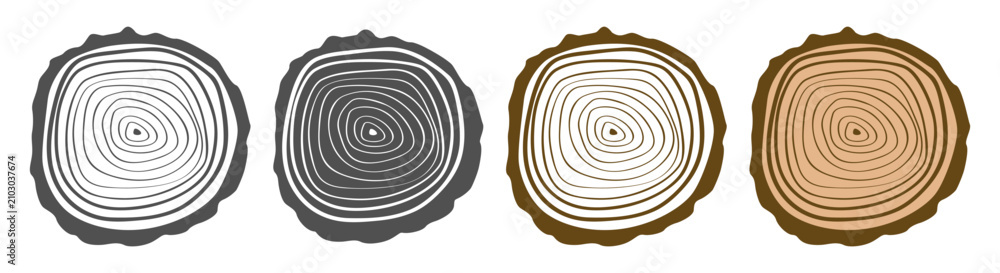 Fototapeta premium Tree rings icon set on transparent background