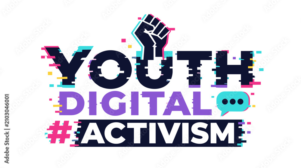 Fototapeta premium Youth Digital Activism Fist Logo Symbol.