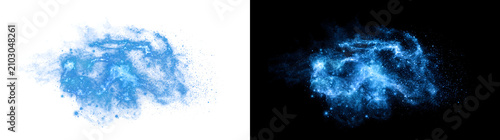 Картината върху платно Blue nebula cloud drifting through space with glowing stars and swirling cosmic