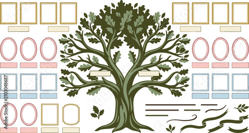 Canvastavla Family Tree Genealogy Collection with Ancestry Tree, Photo Frames, Name Labels,