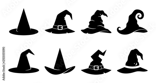 Fotografie Witch Hats Silhouette Collection: Spooky Halloween Icons, Magical Costume Access