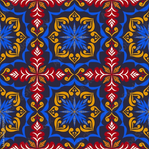 seamless Florals and leaves vintage traditional pattern elements designed for background, wallpaper, decorating, wrapping, fabric, clothing, textiles, tiles, carpet, embroidery design